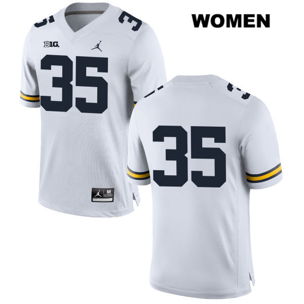 Women's NCAA Michigan Wolverines Casey Hughes #35 No Name White Jordan Brand Authentic Stitched Football College Jersey IC25G47HT